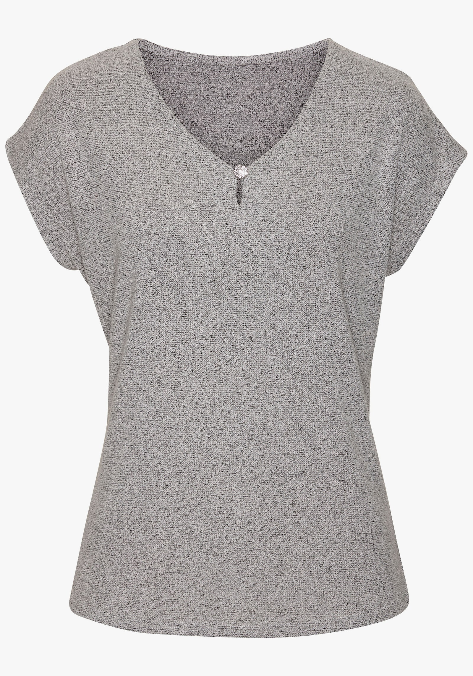 LASCANA Kurzarmshirt - silbergrau