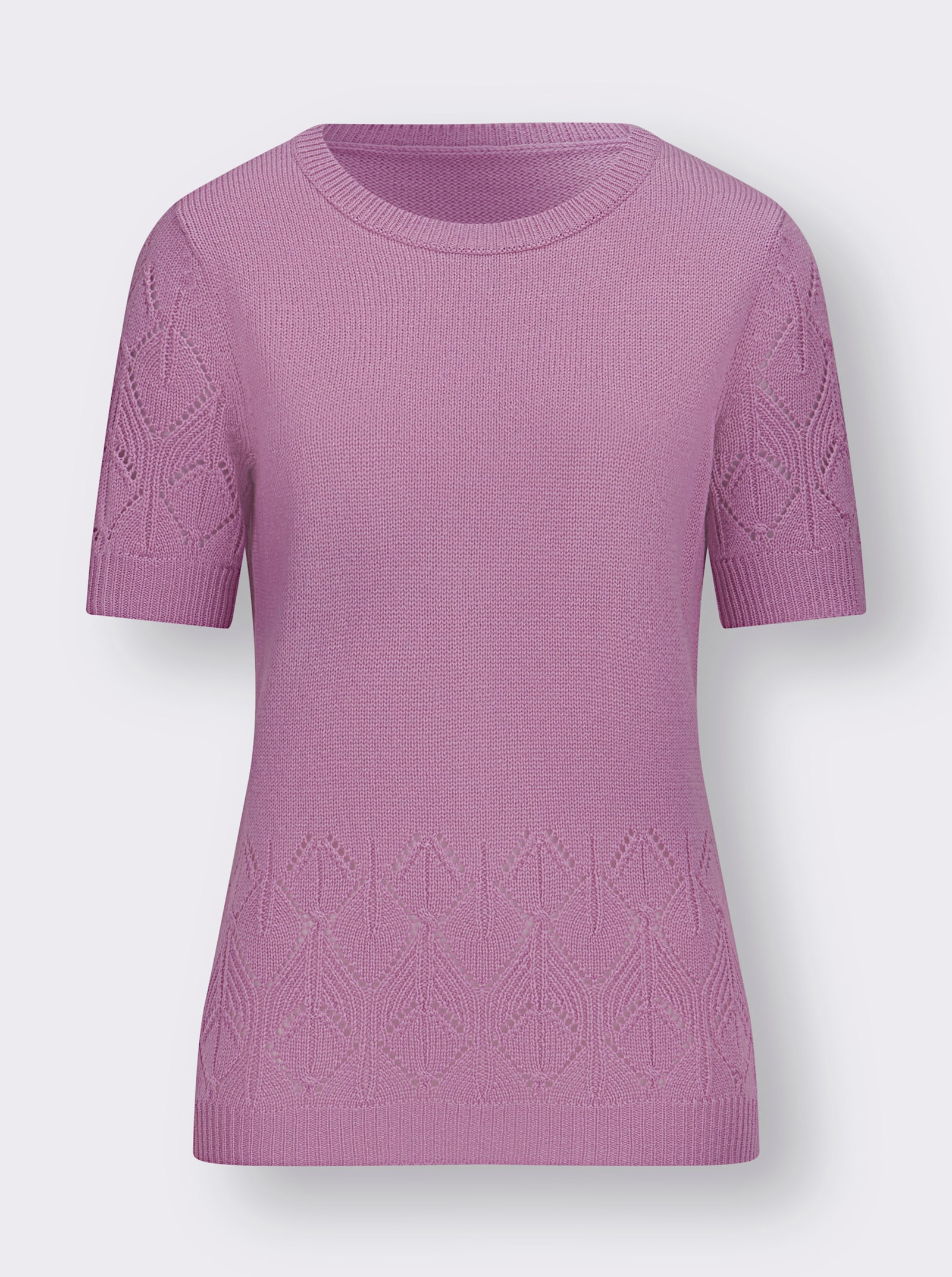 Kurzarmpullover mit Ajour-Muster - orchidee