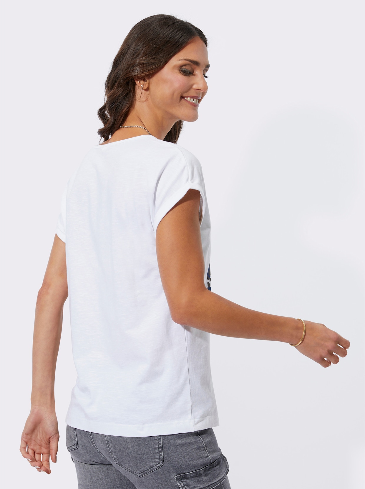 T-shirt - bleu jean-blanc