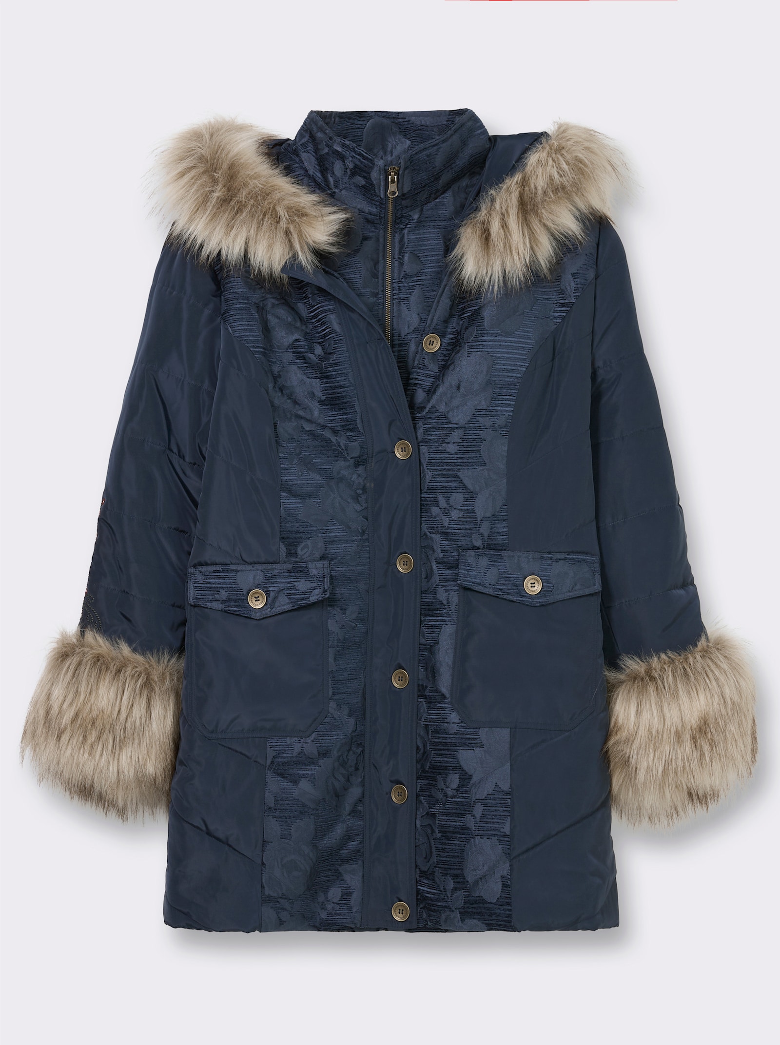 sheego by Joe Browns Jacke in Felloptik - tiefblau