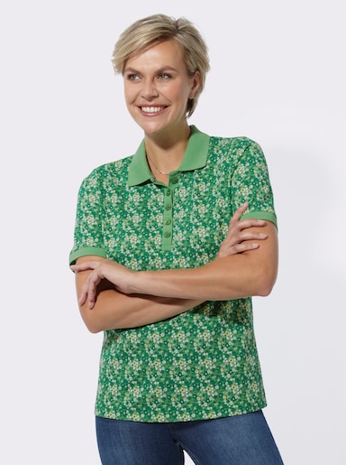 Poloshirt mit Knopfleiste - apfel-zitrone-bedruckt