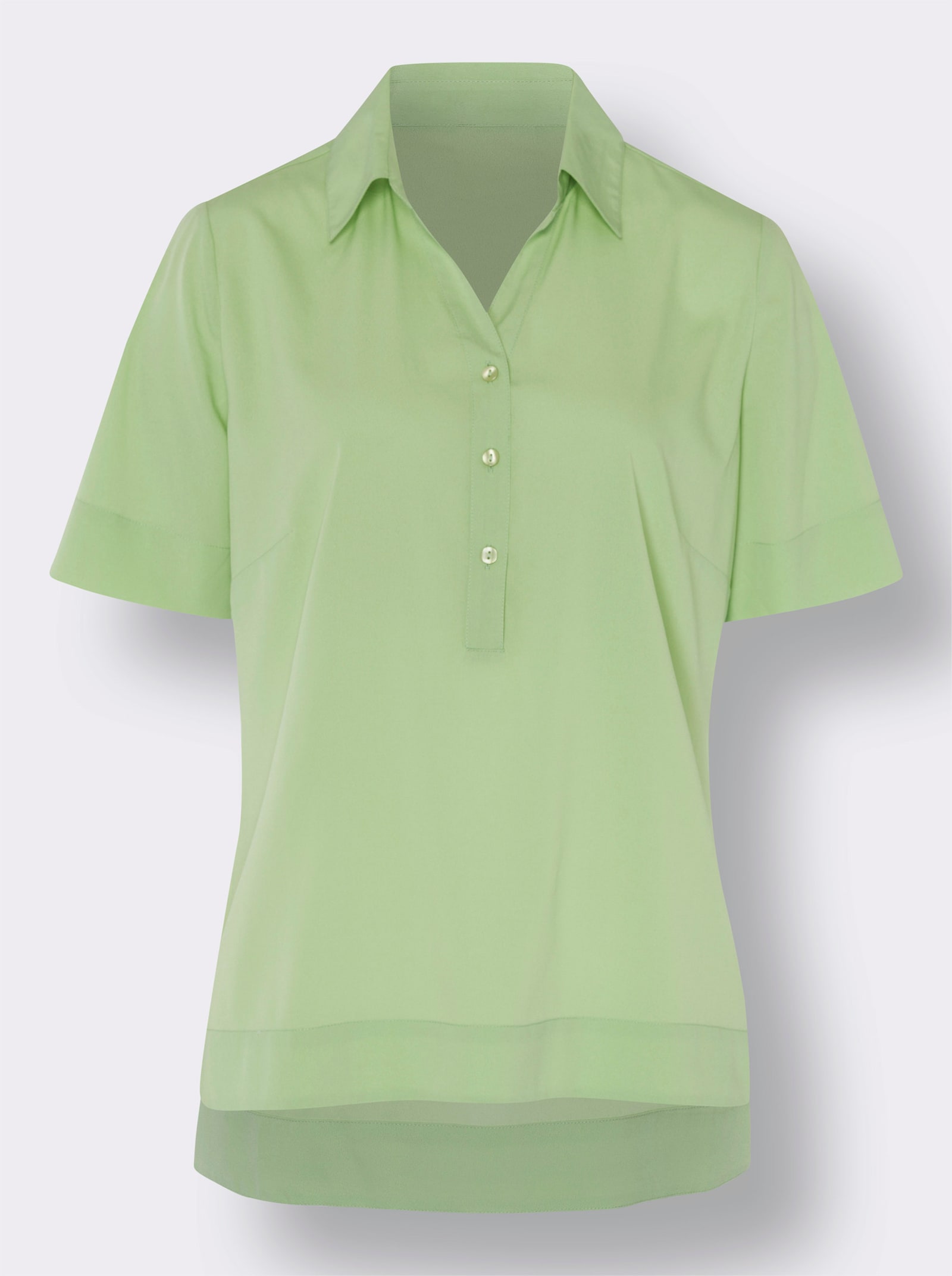 Schlupfbluse mit Seitenschlitzen - reseda