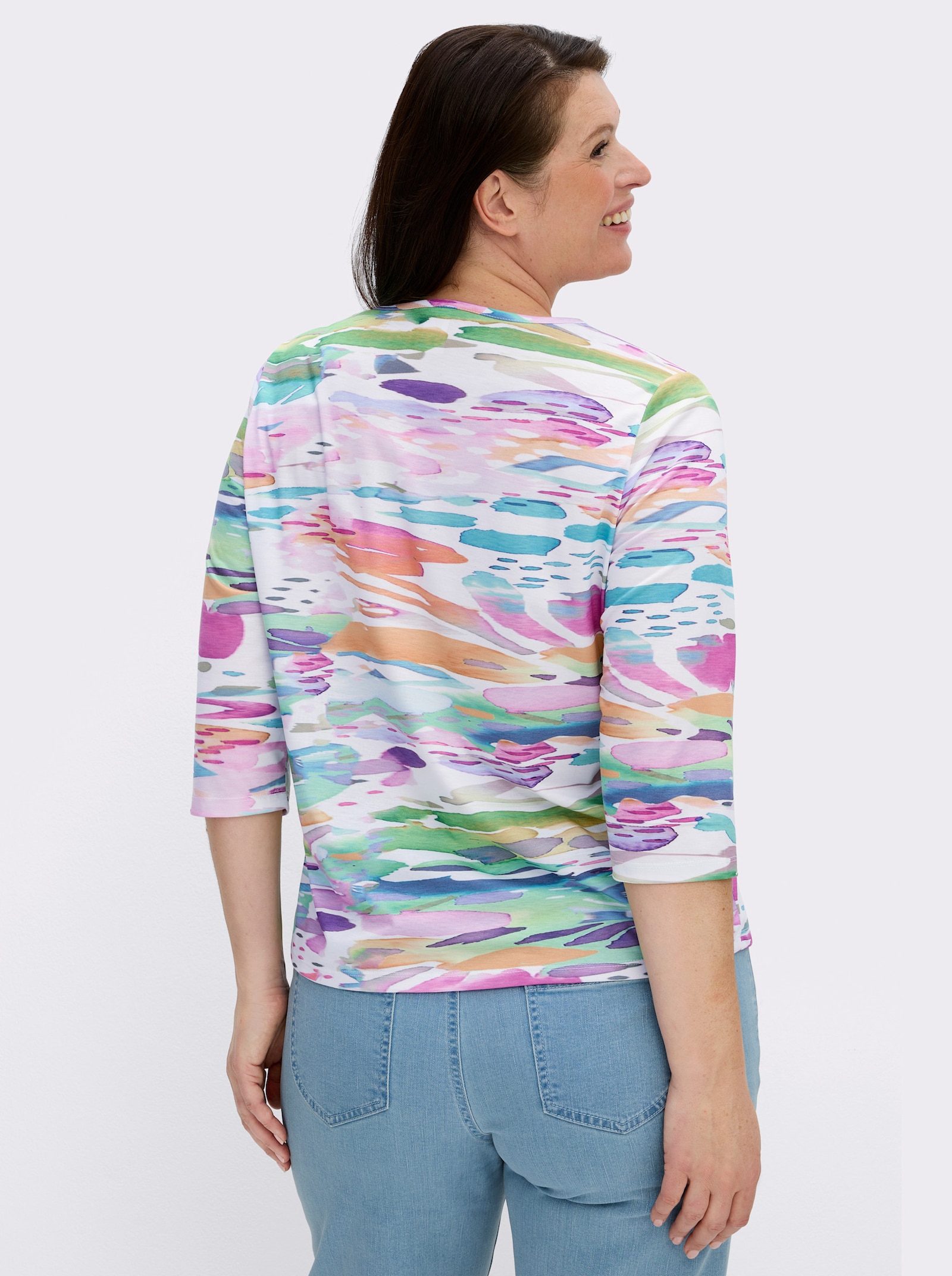 Print-Shirt mit 3/4-Ärmel - weiß-bedruckt