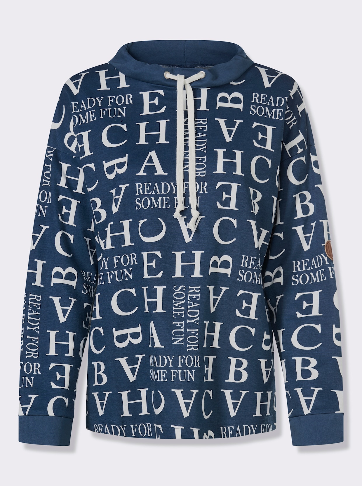 Sweatshirt mit Buchstaben-Druck - dunkelblau-ecru-bedruckt