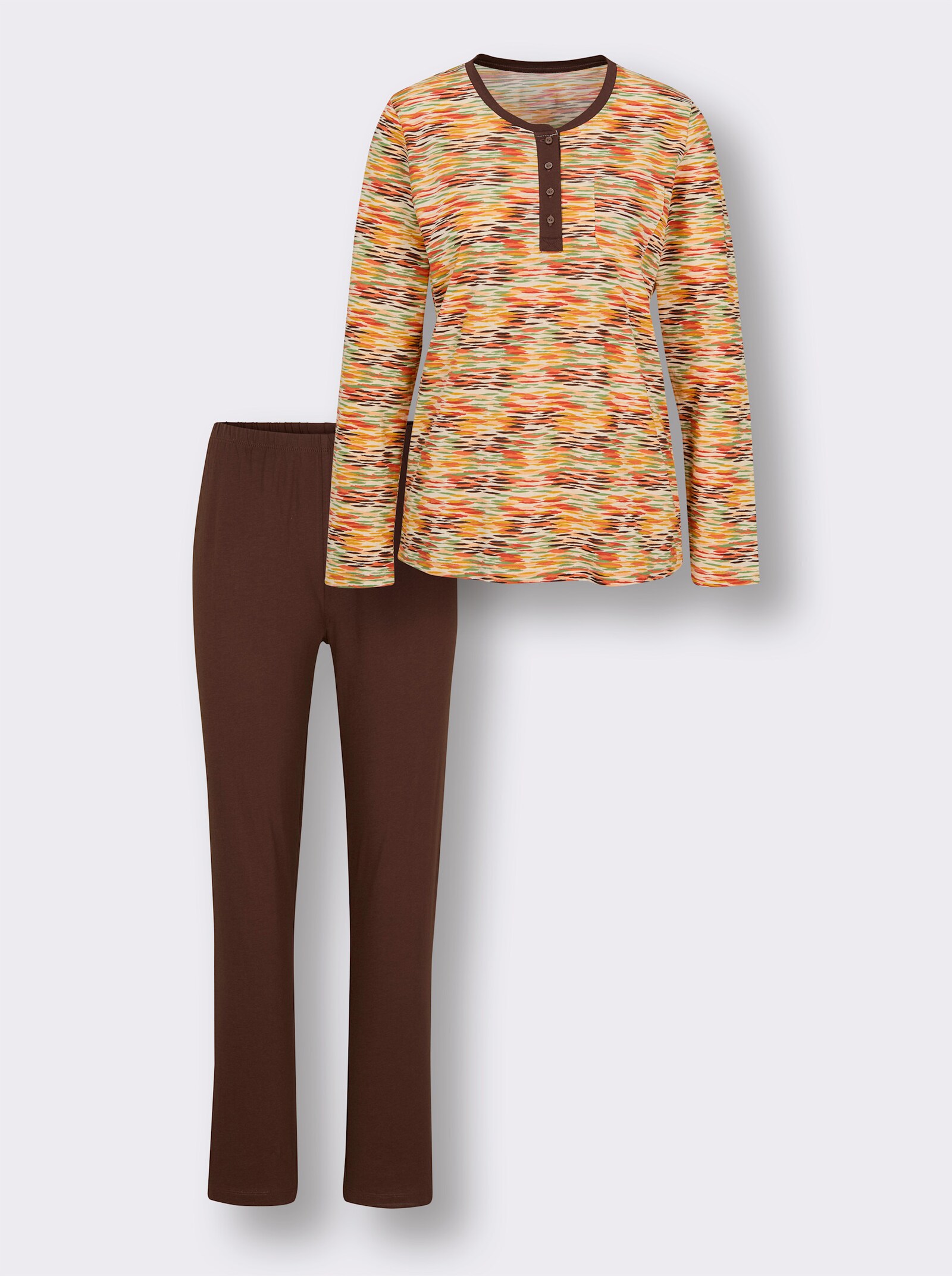 wäschepur Schlafanzug mit Druckmuster - elfenbein-schoko-bedruckt