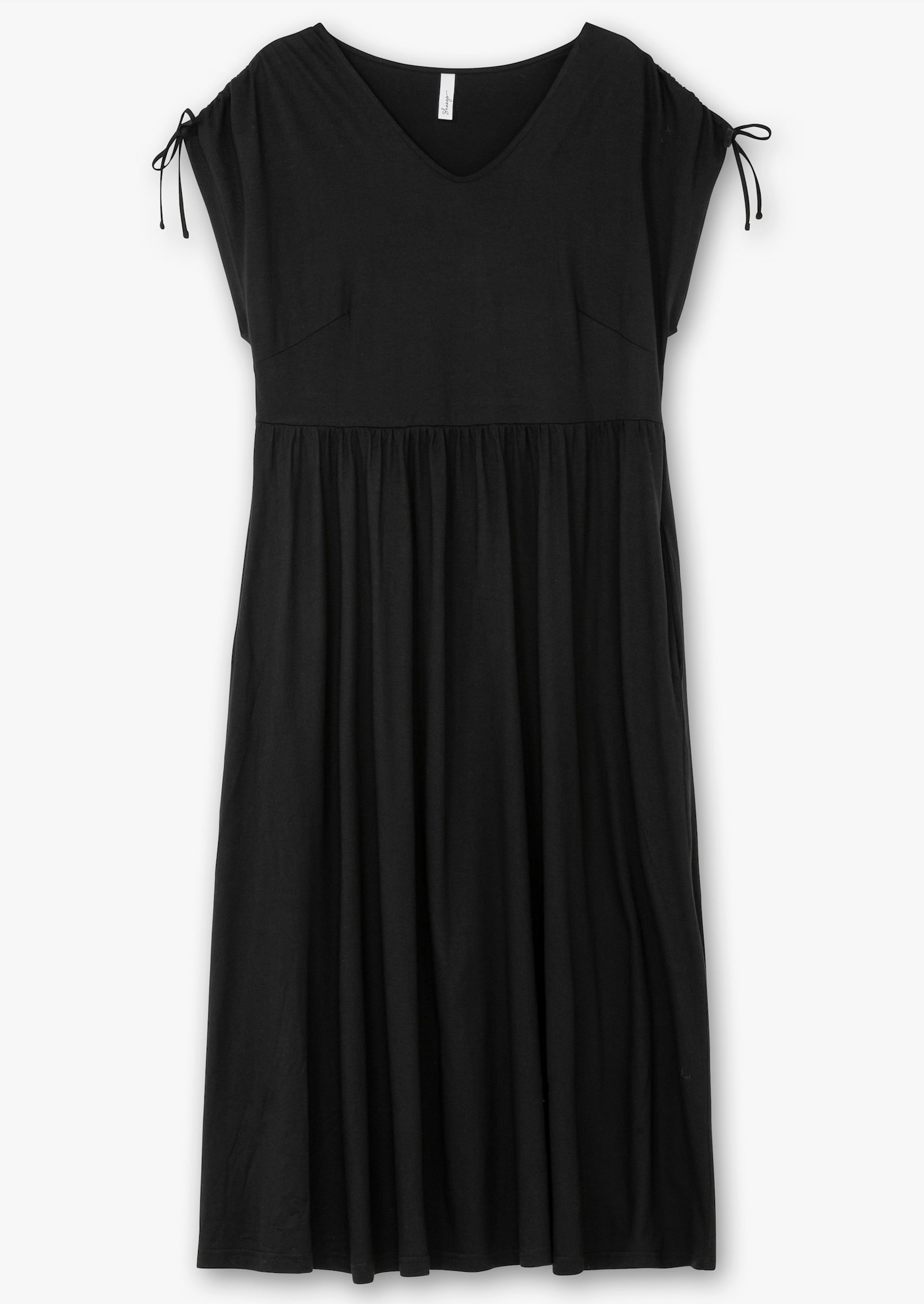 sheego Jerseyjurk met tunnelkoord aan de mouwen - zwart