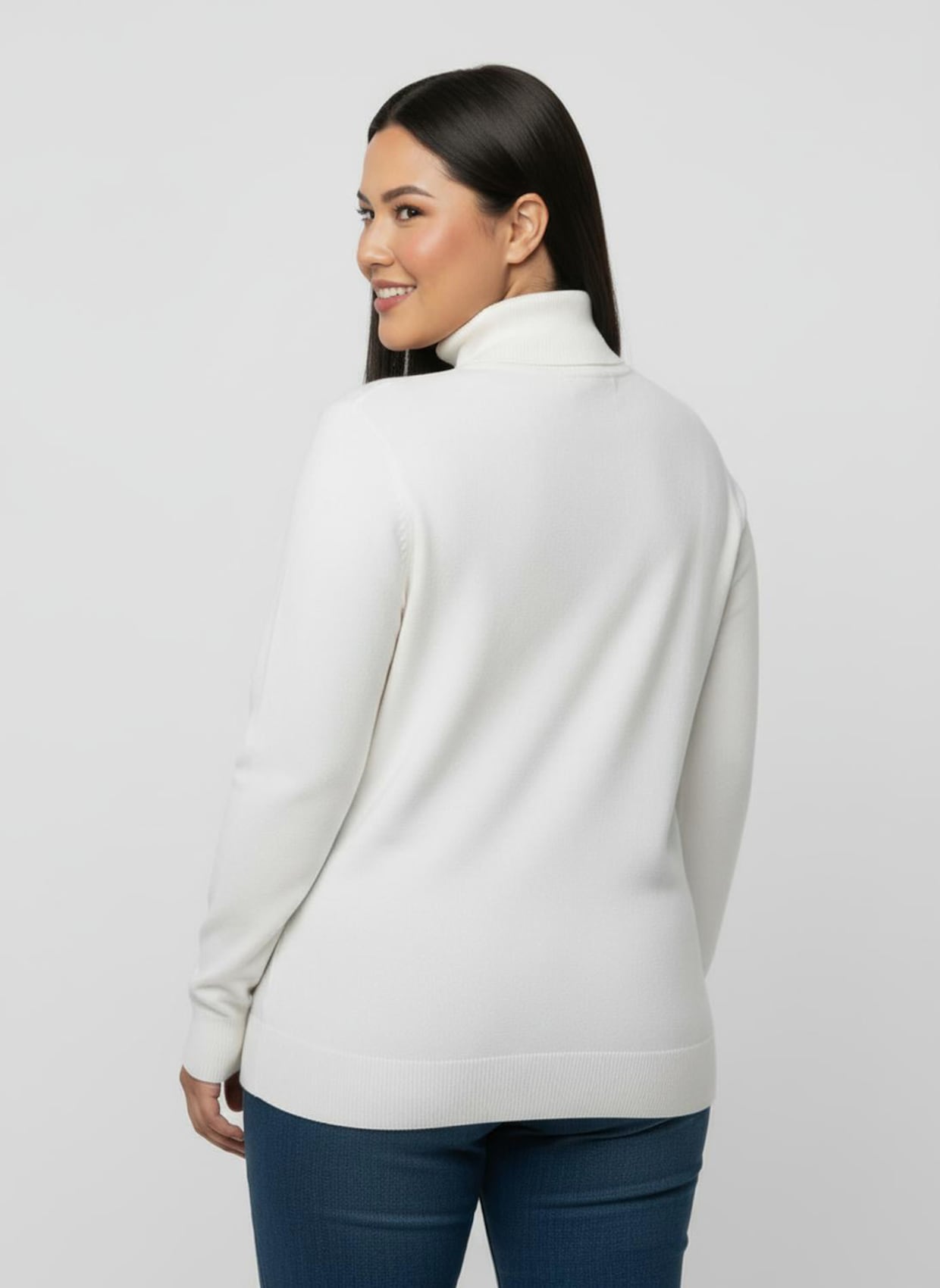 Rollkragenpullover aus Feinstrick - ecru