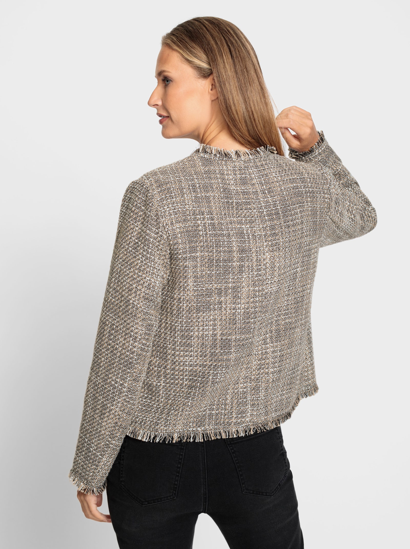 heine Blazer in offener Form - schwarz-sand-gemustert