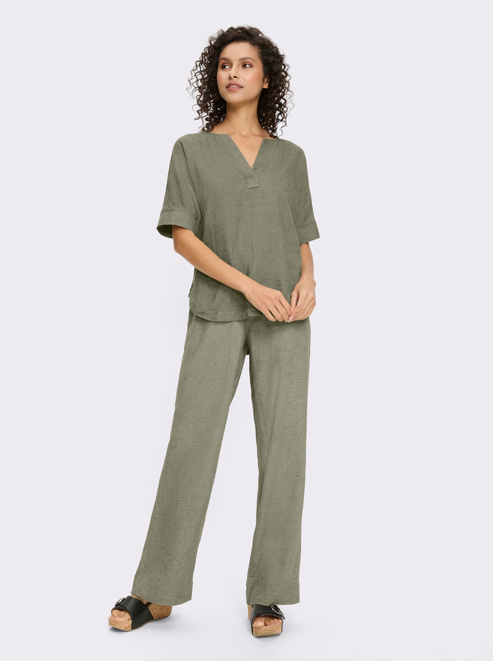 heine Tailleur pantalon contenant du lin - kaki