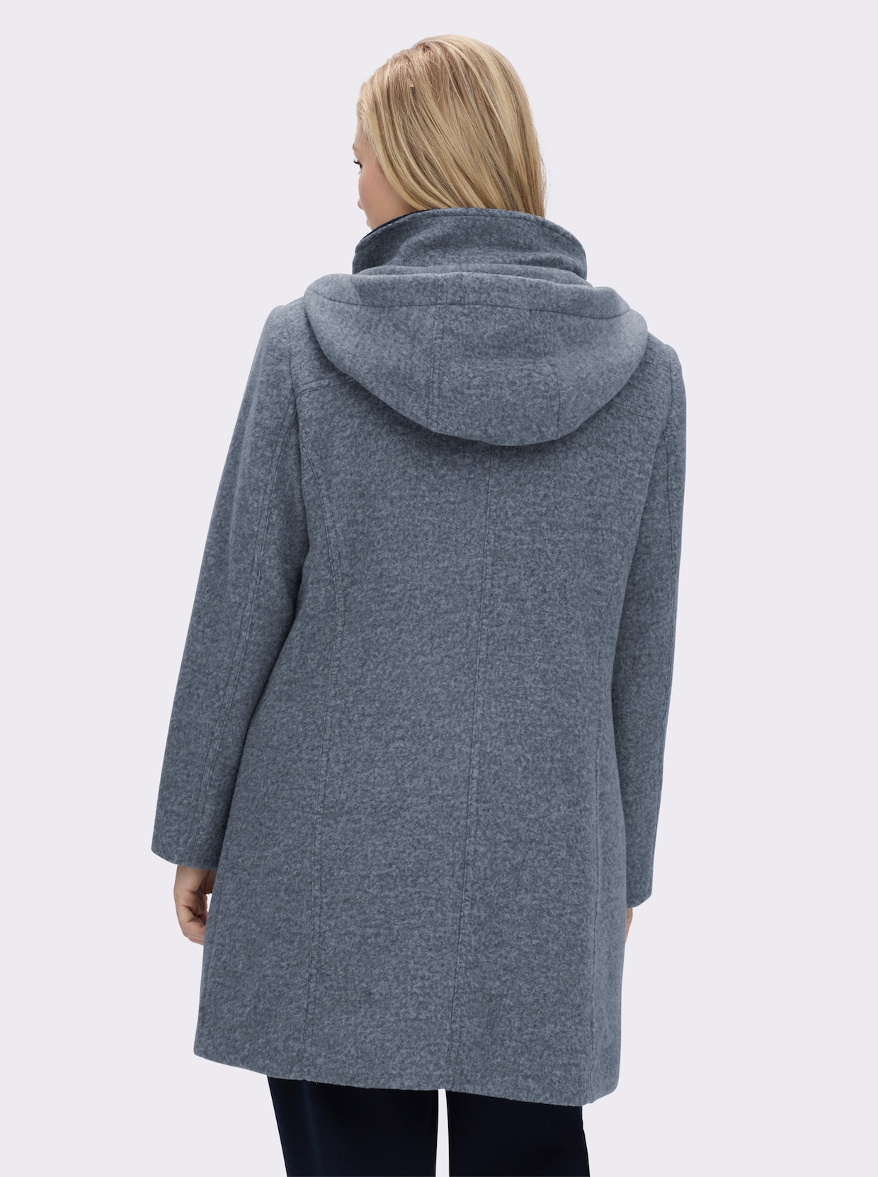 Kurzmantel mit Strick-Bündchen - rauchblau-meliert