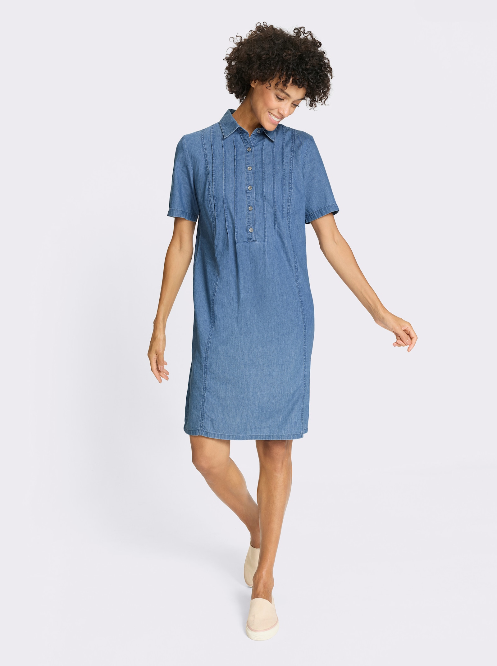 Jeanskleid in leichter Qualität - blue-bleached