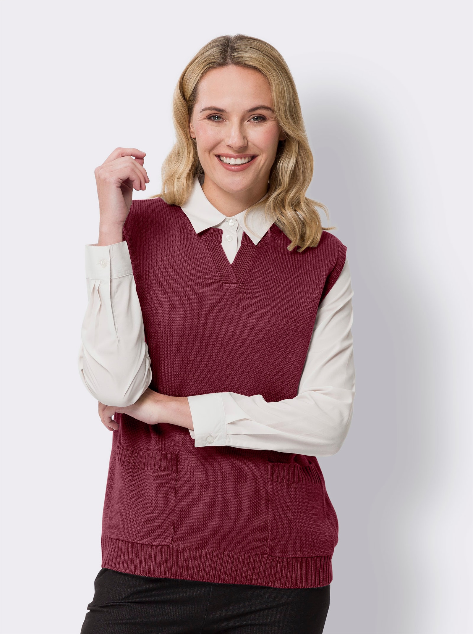 Pullunder mit aufgesetzten Taschen - malve