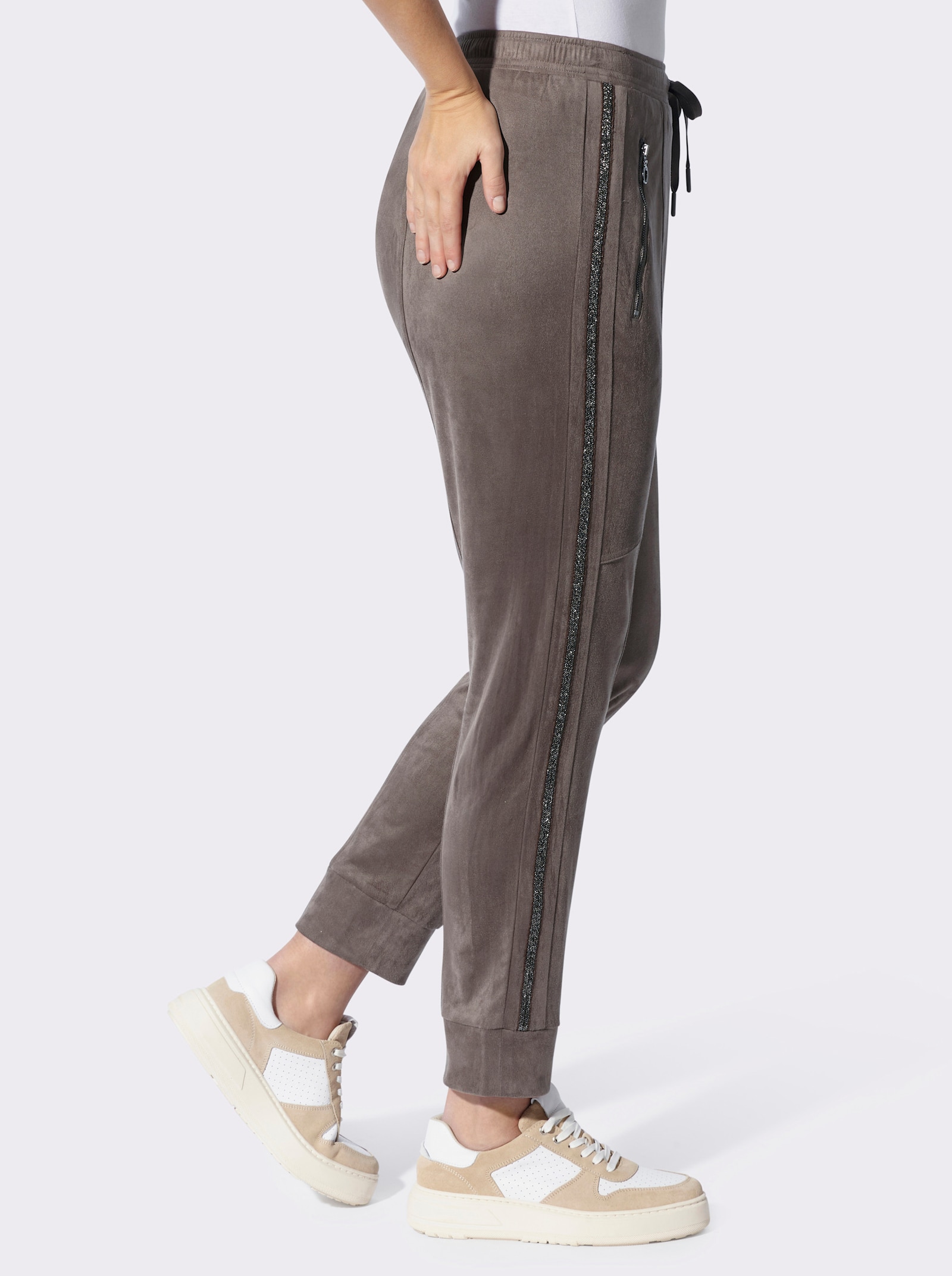 heine Lederimitathose im Jogpant-Stil - dunkeltaupe