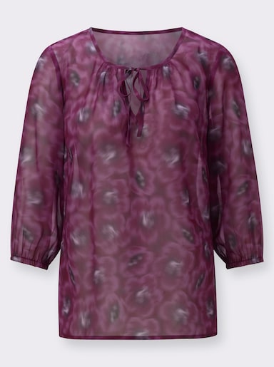 Druckbluse - burgund-flieder-bedruckt