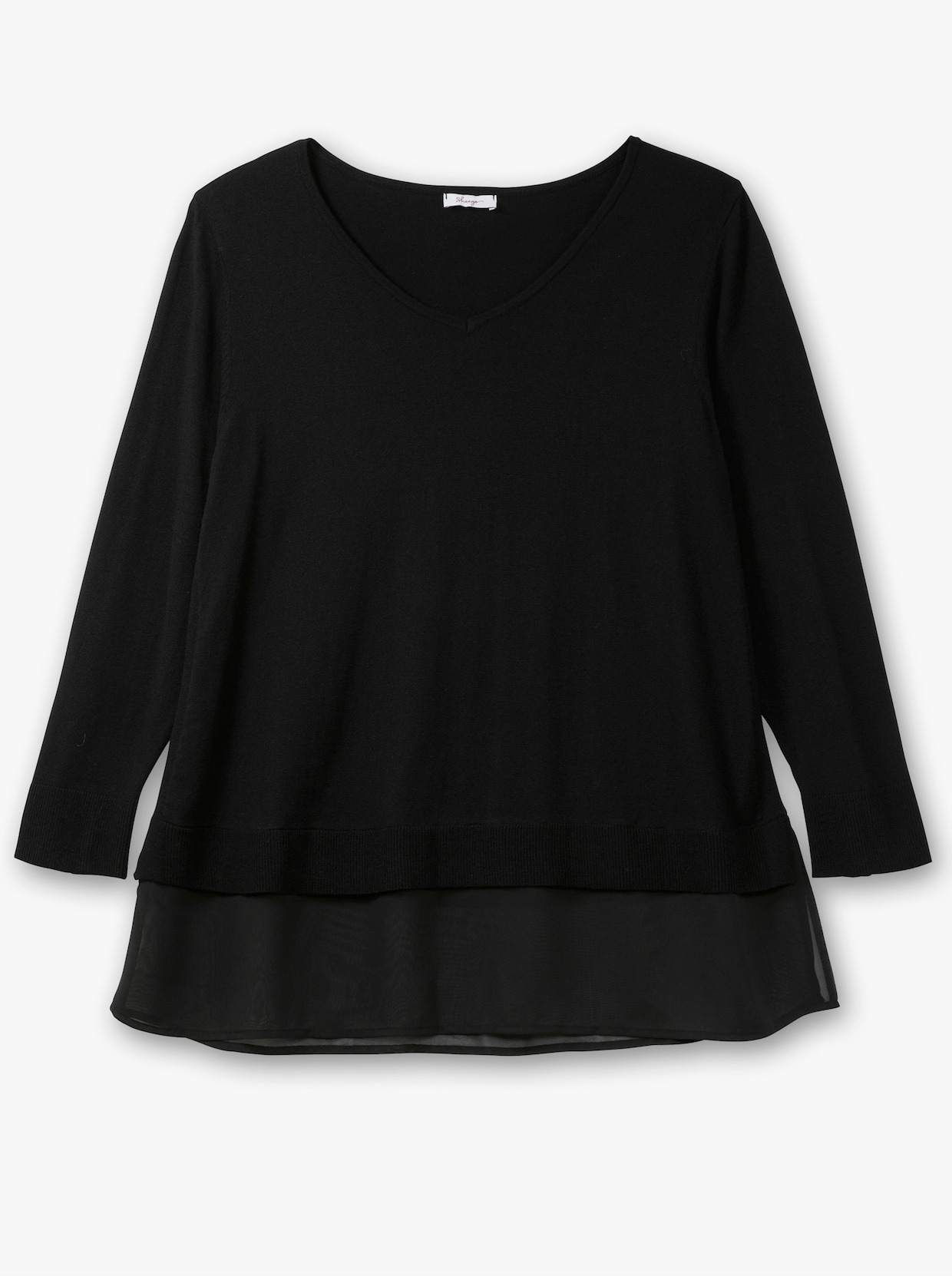 sheego V-Ausschnitt-Pullover - schwarz