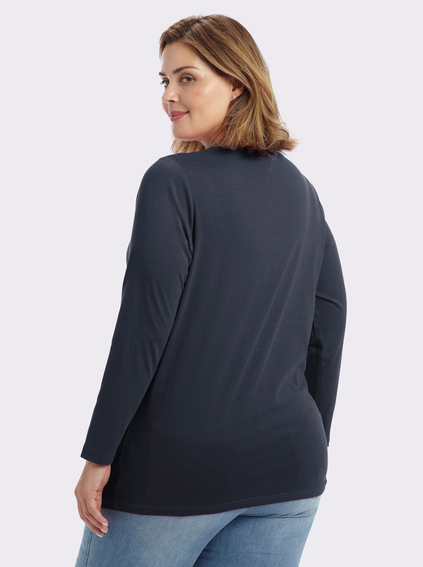 Langarmshirt in weiter Form - marine