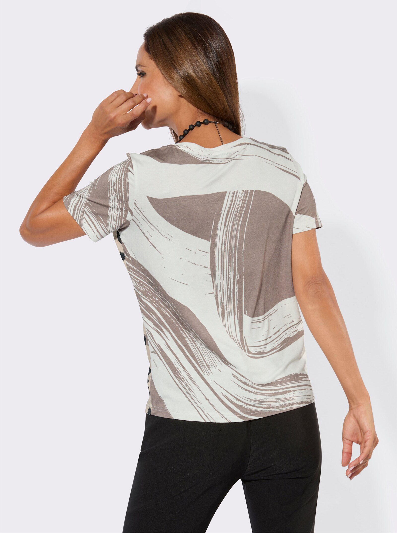 Print-Shirt mit Schriftzügen - ecru-taupe-bedruckt