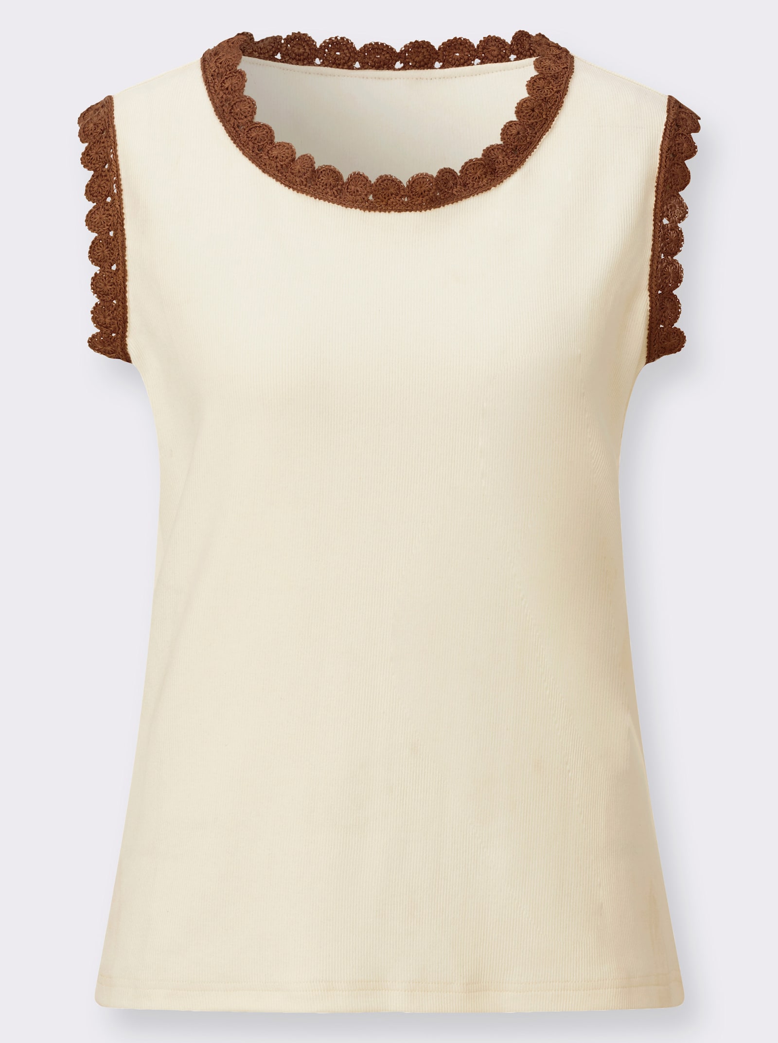 Shirttop mit Häkelband - champagner-schoko-gemustert