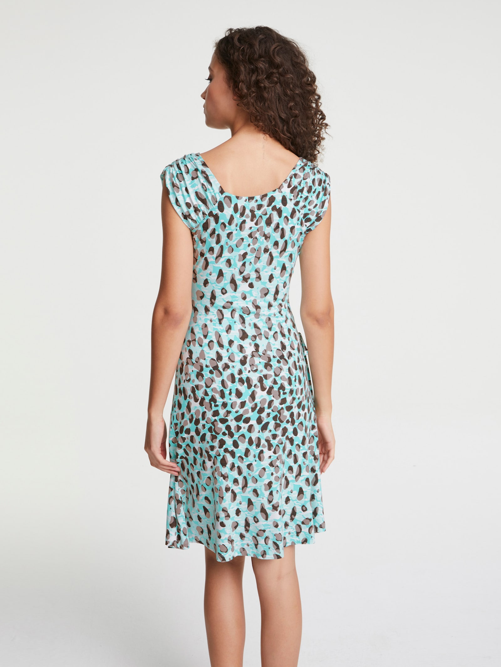 heine Jurk met print en mesh-voering - turquoise/taupe