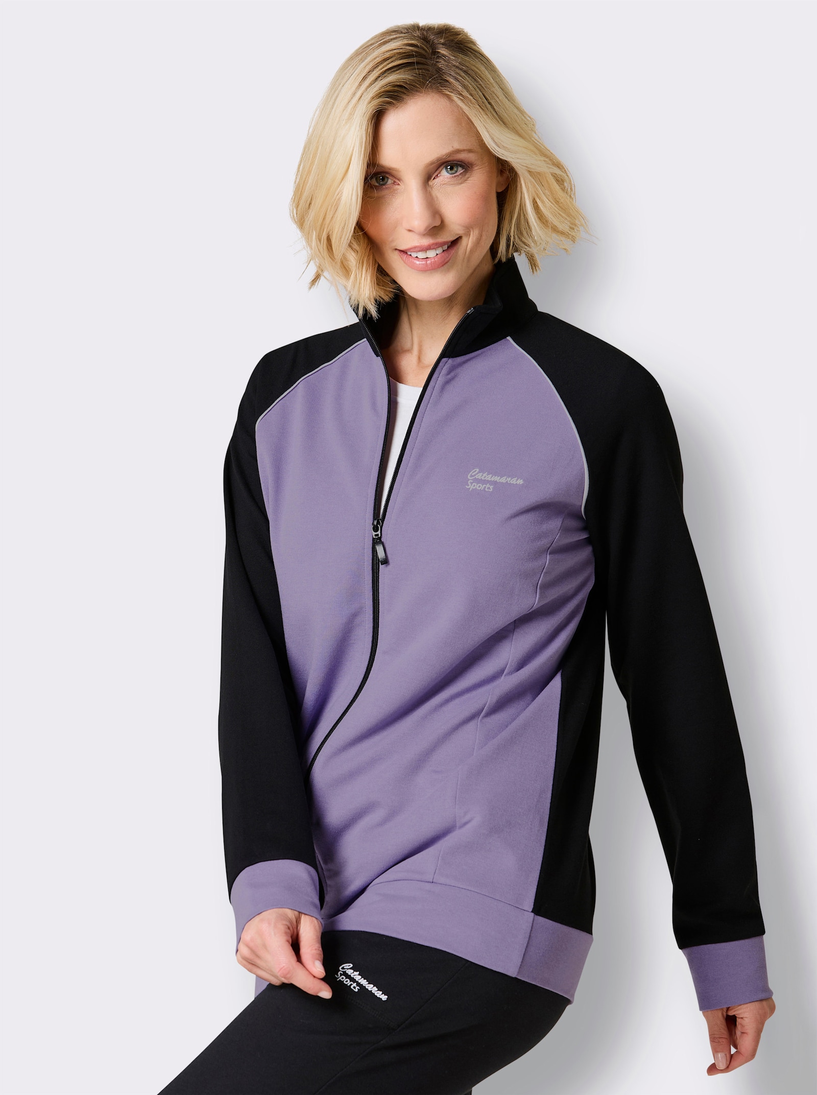 Catamaran Sweatjacke mit Raglan-Ärmeln - lavendel-schwarz