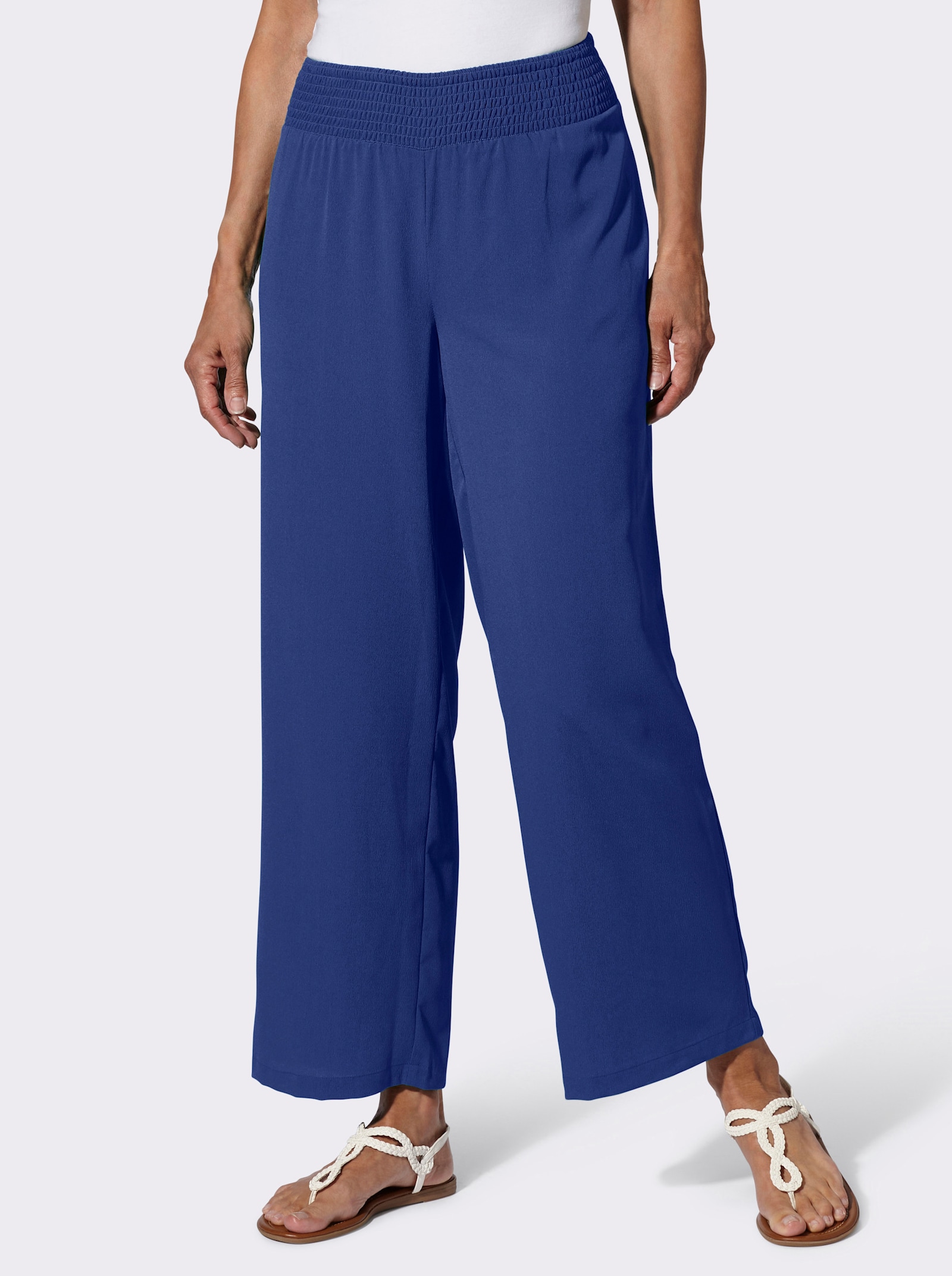 Schlupfhose mit gesmoktem Bund - royalblau