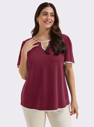 sheego Shirt in licht uitlopend model - bordeaux/zwart