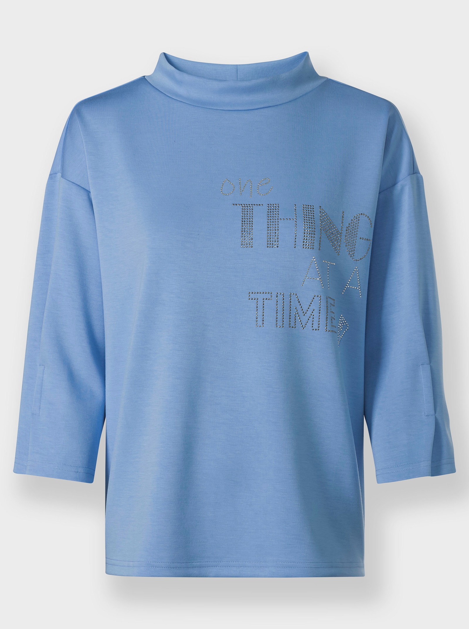 heine Sweatshirt mit Schmucksteinchen vorne - himmelblau