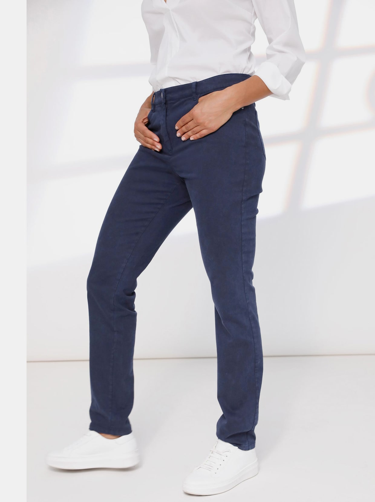 Creation L Premium Jeans van katoen en modal - marine