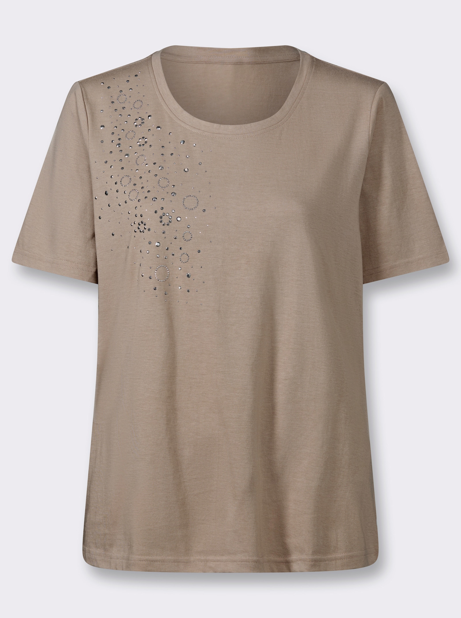 Kurzarmshirt mit Metallplättchen-Sternen - sesam