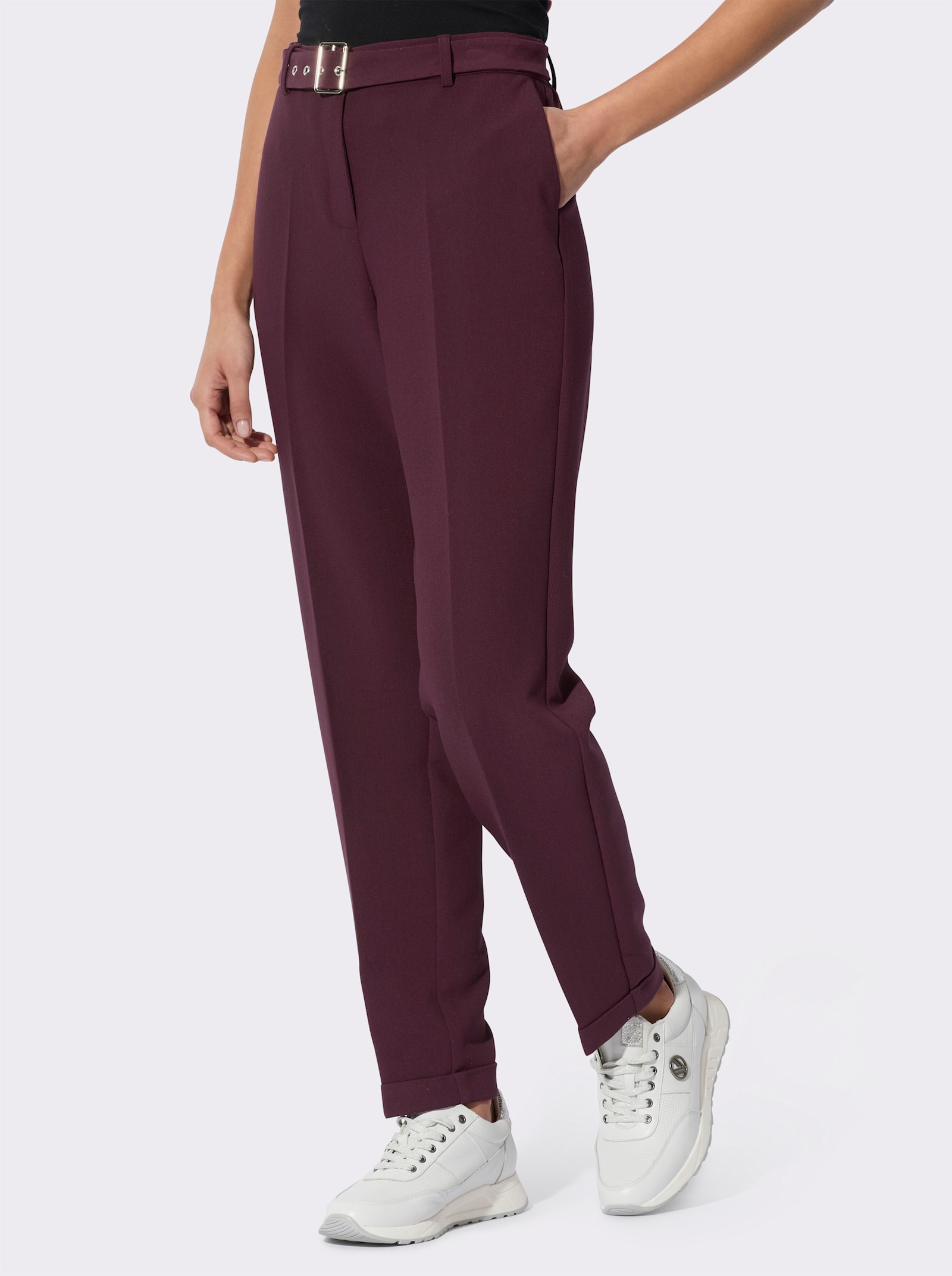 Pantalon met persplooien - bordeaux