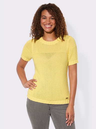 Kurzarmpullover mit Fantasiemuster - zitrone