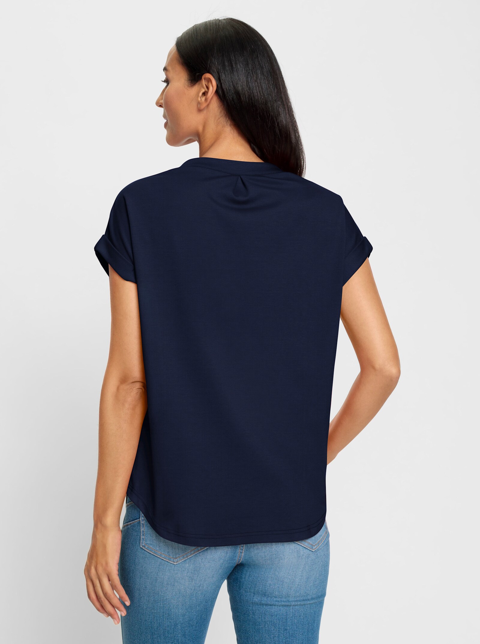 heine Kurzarmshirt in Viskose-Mischung - marine