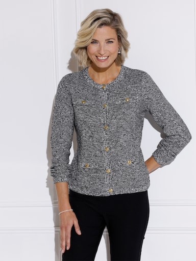 Cardigan mit Schmuckknöpfen - ecru-schwarz-gemustert