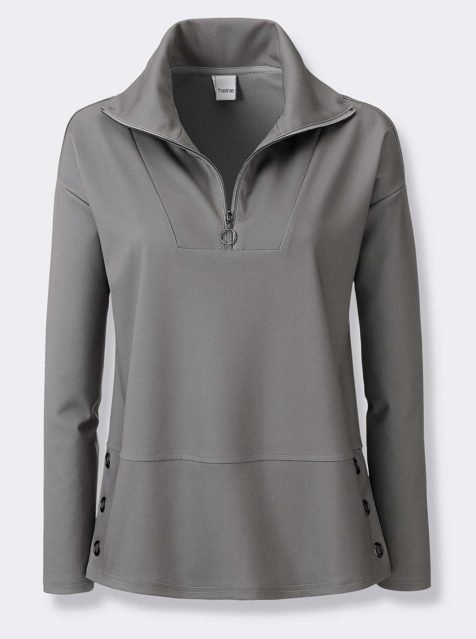 heine Sweatshirt met sieroogjes opzij - grijs