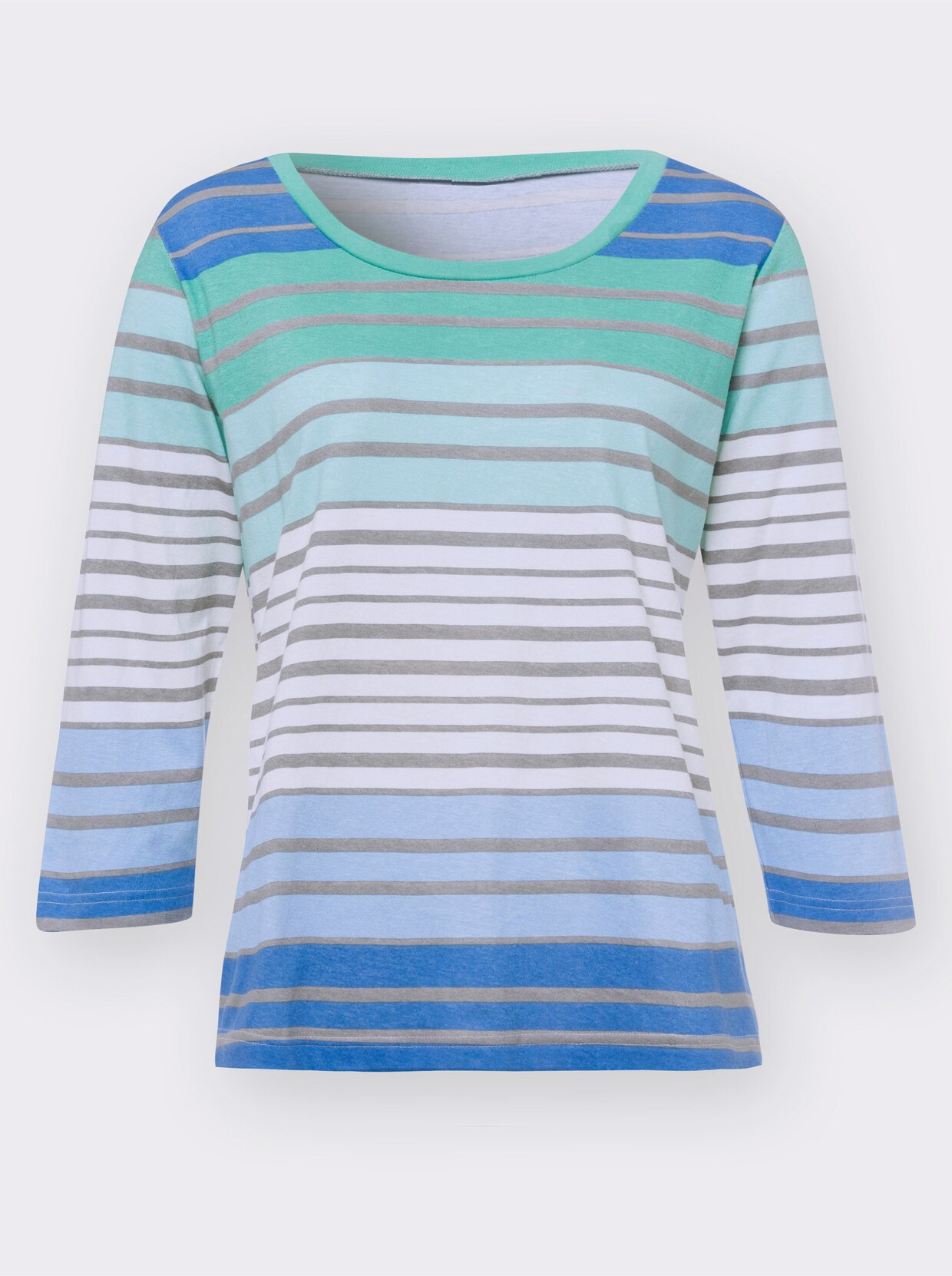 Shirt met 3/4-mouw - mint/ijsblauw gestreept