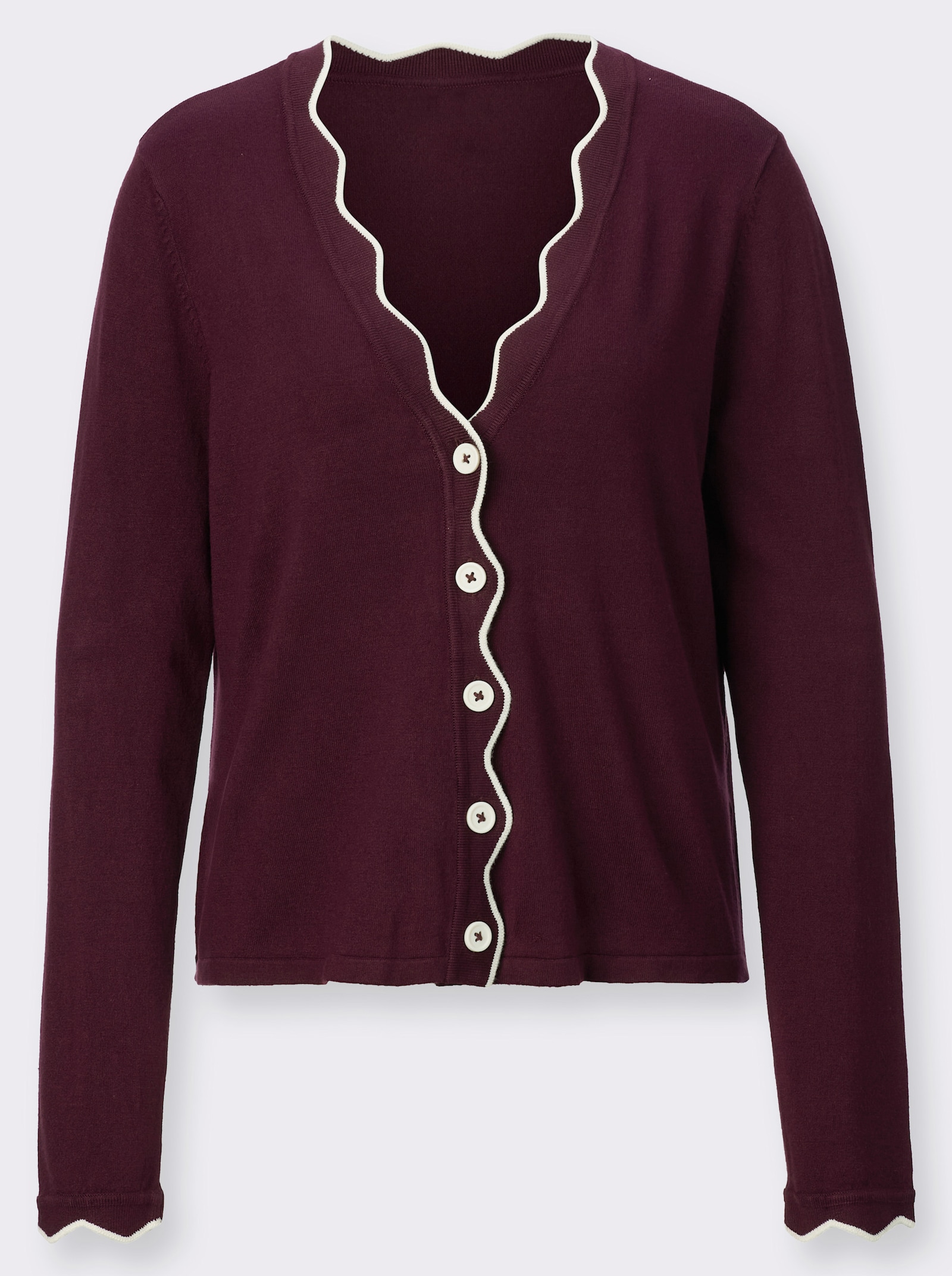 Vest met golvende boorden - bordeaux