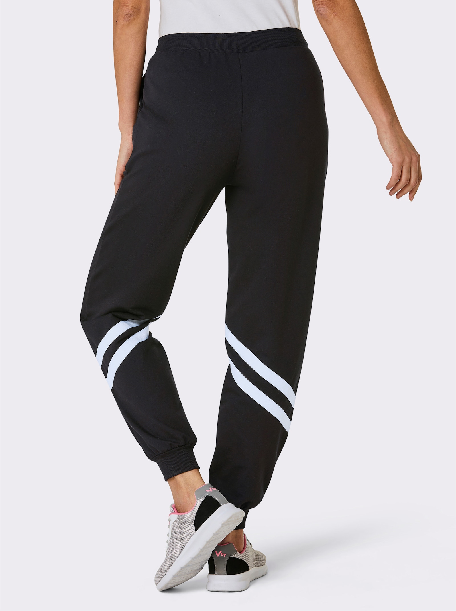 Catamaran Sports Freizeithose mit Kontraststreifen - schwarz-weiß