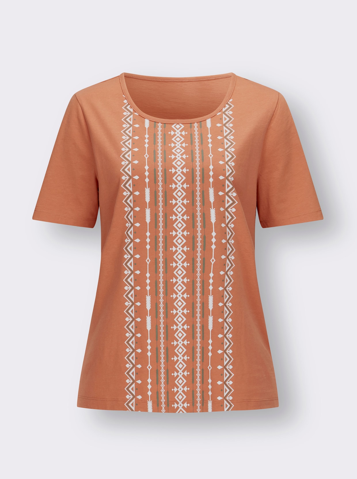 Shirt met korte mouwen - papaja/ecru bedrukt