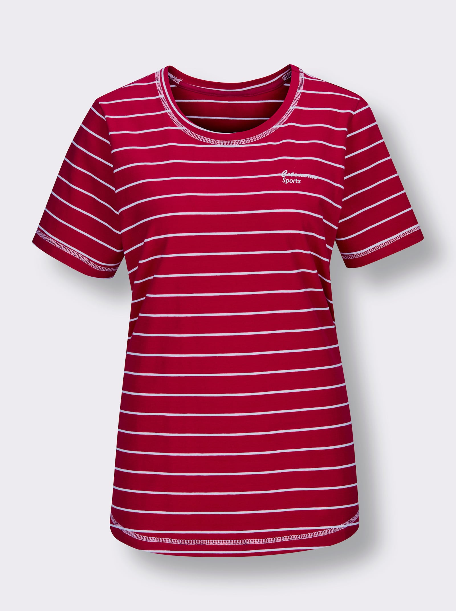 Catamaran Sports Funktionsshirt mit Seitenschlitzen - rot-weiß-geringelt