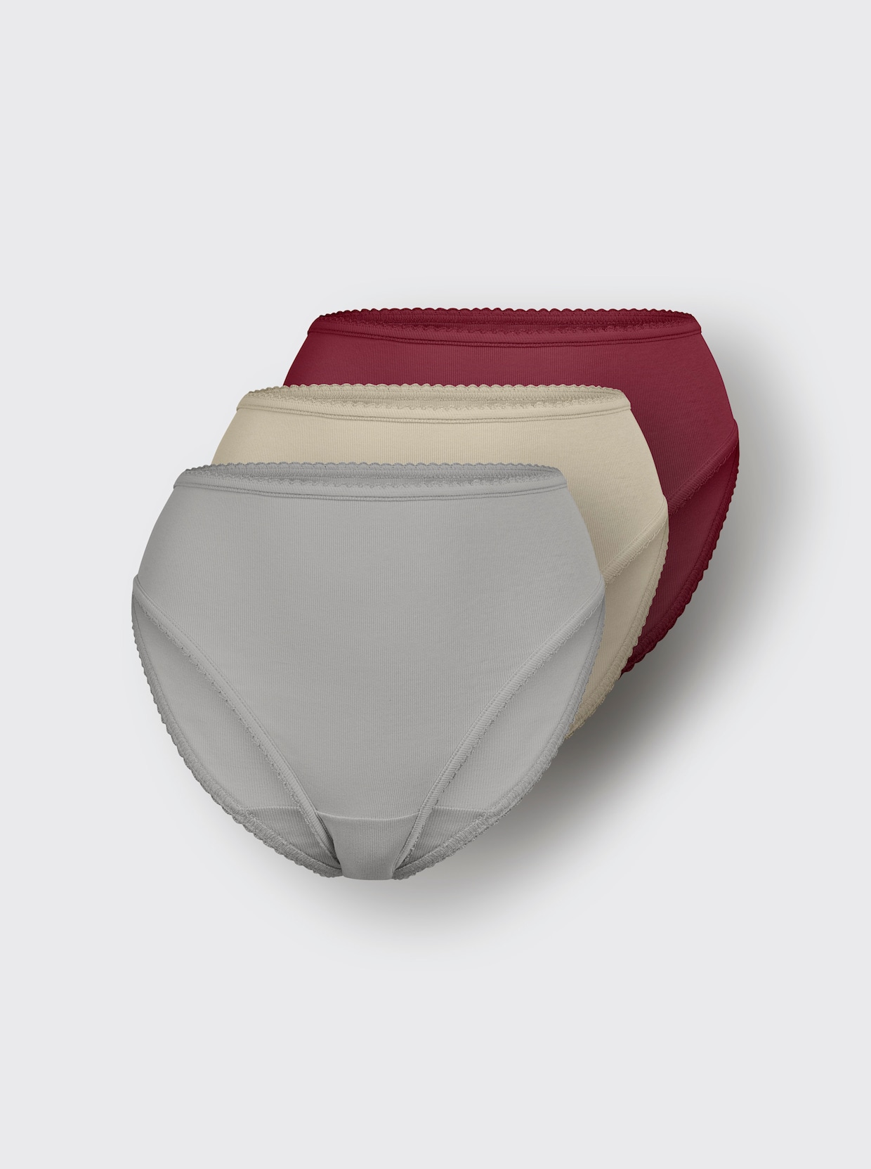Bikinislip - steingrau + sand + bordeaux