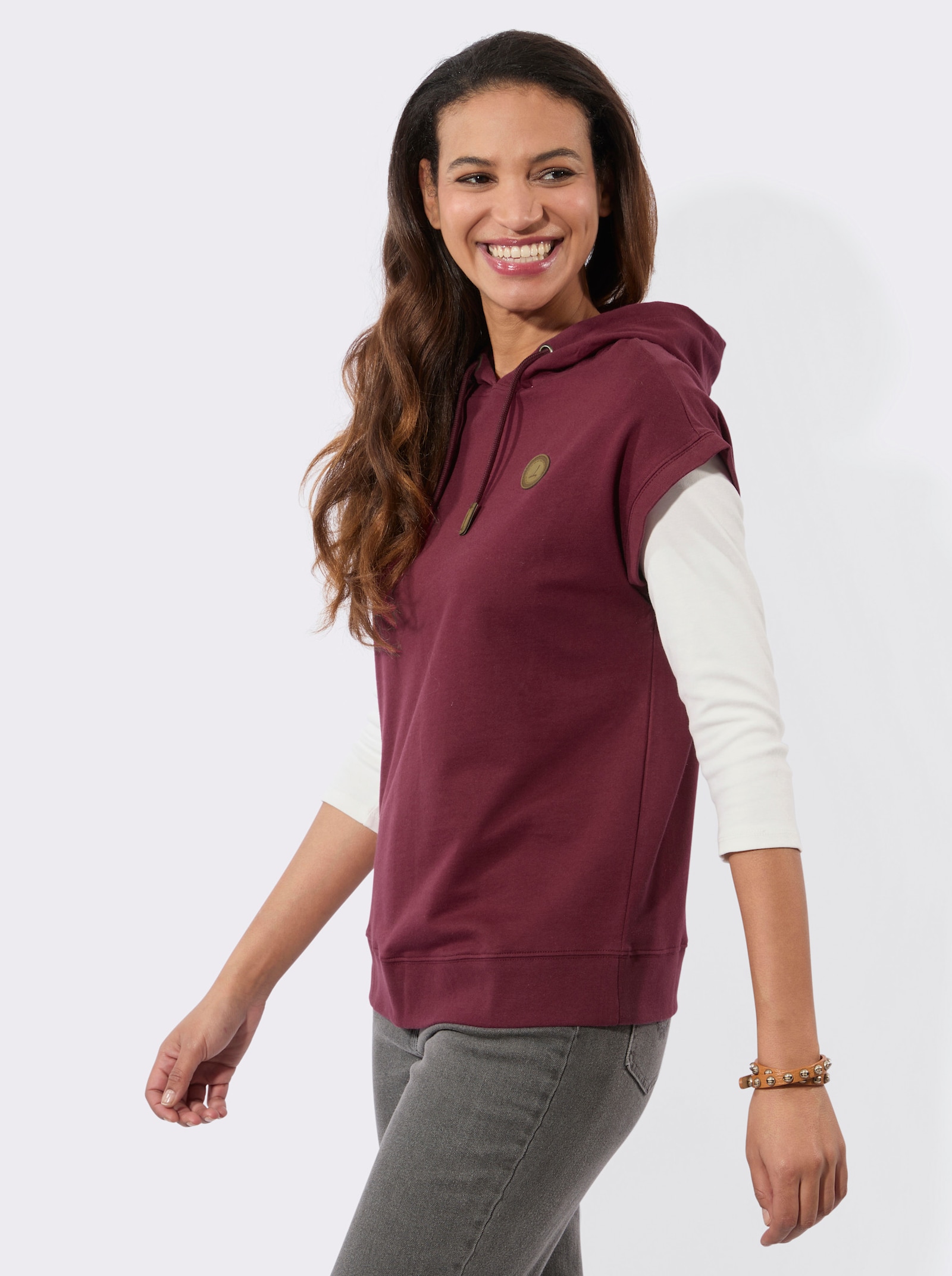 Kapuzenshirt mit Tunnelzug - bordeaux