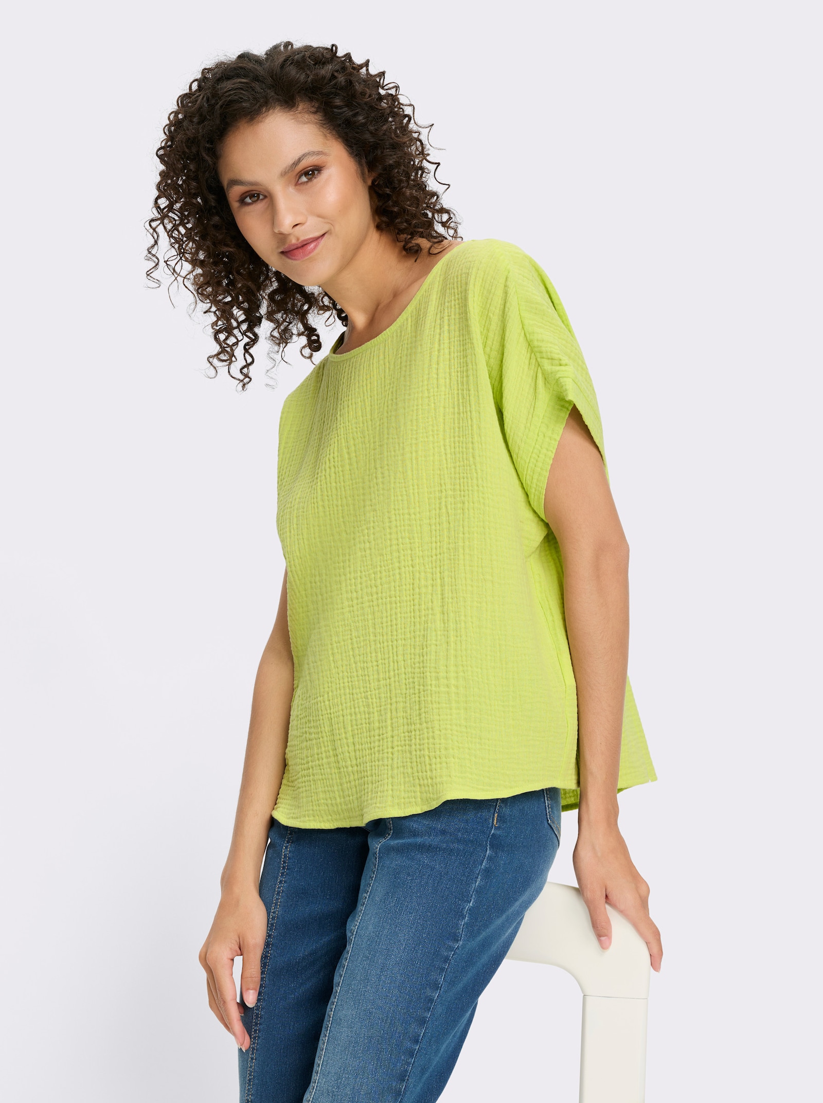 heine Baumwollbluse aus Musselin - pistazie