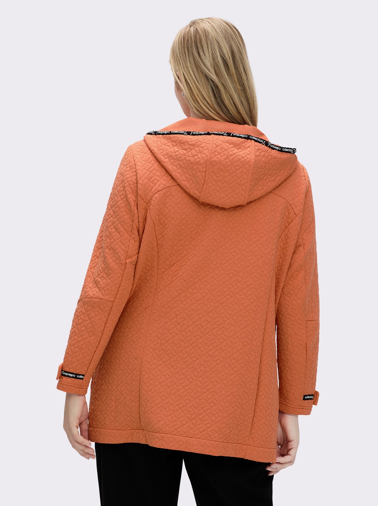 Shirtjacke in strukturierter Qualität, kontrastfarbene Details - papaya