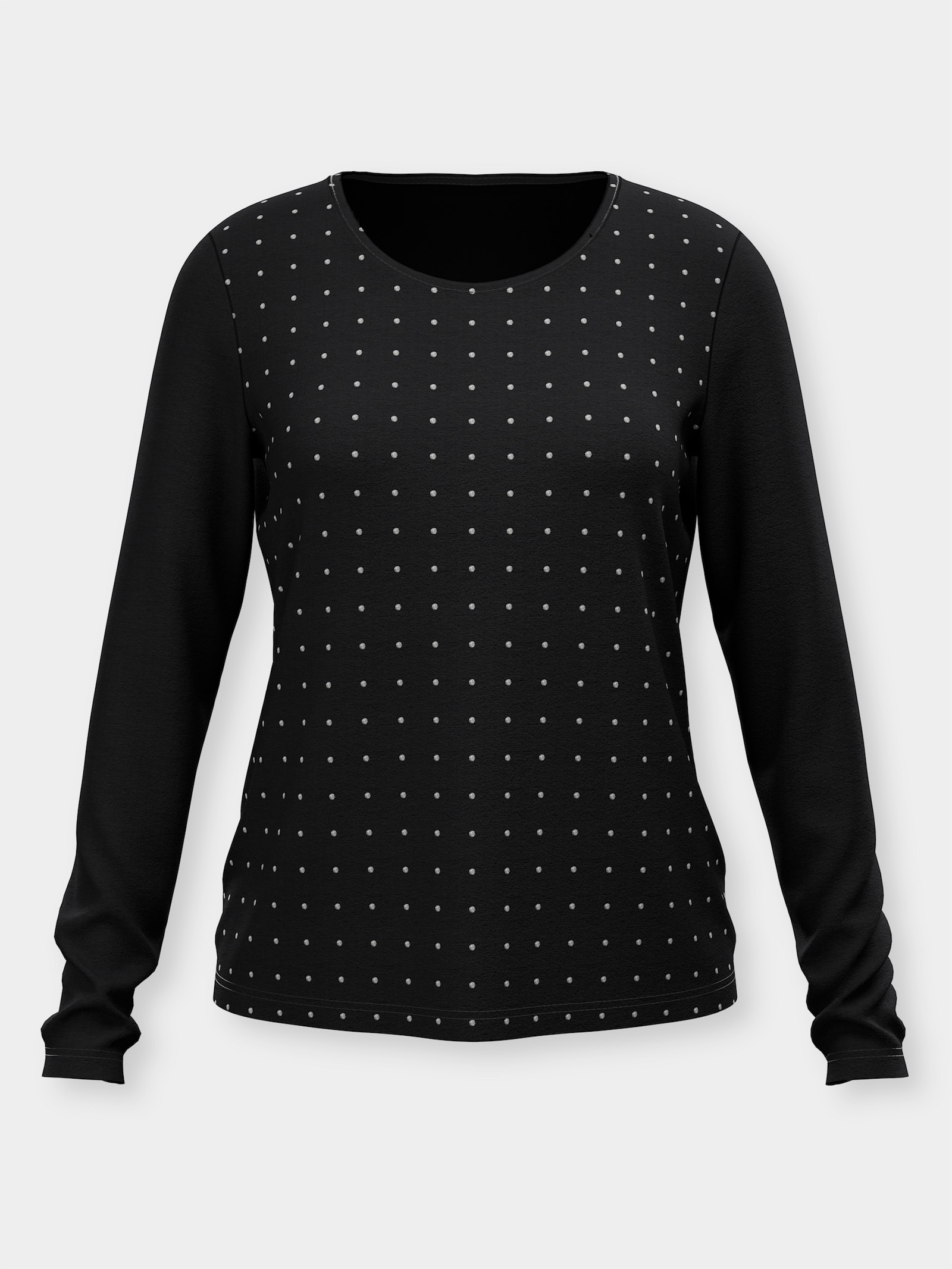heine Rundhalsshirt mit Glitzersteinchen - schwarz