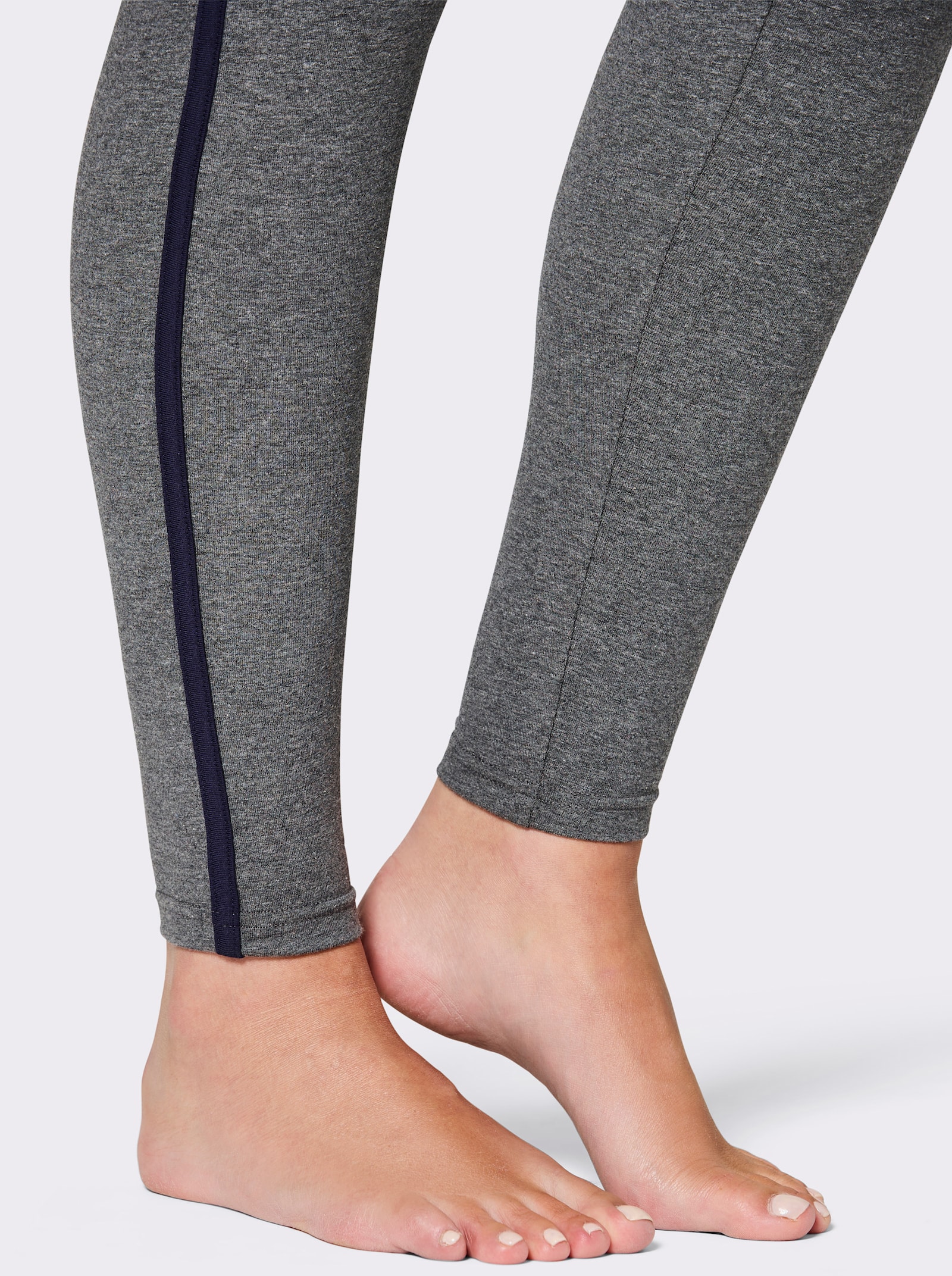 feel good Leggings mit seitlicher Paspel - marine + anthrazit-meliert