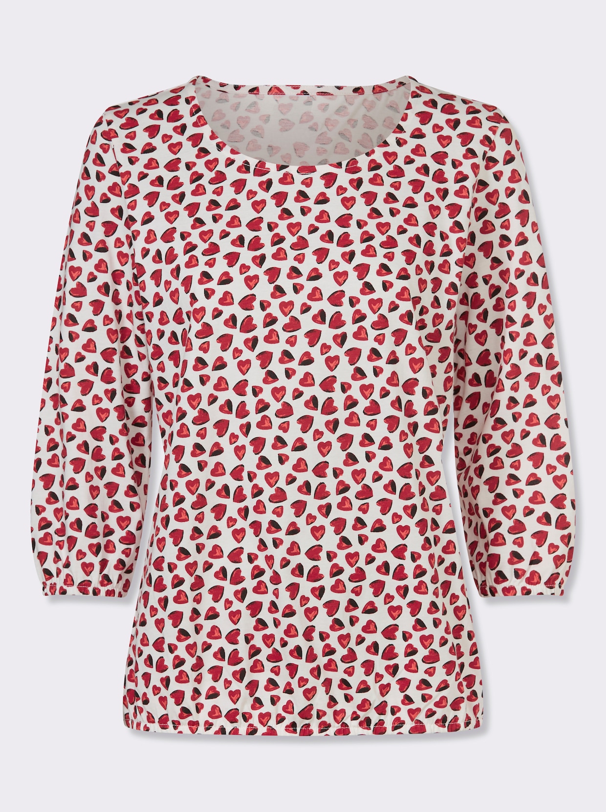 3/4-Arm-Shirt - ecru-rot-bedruckt