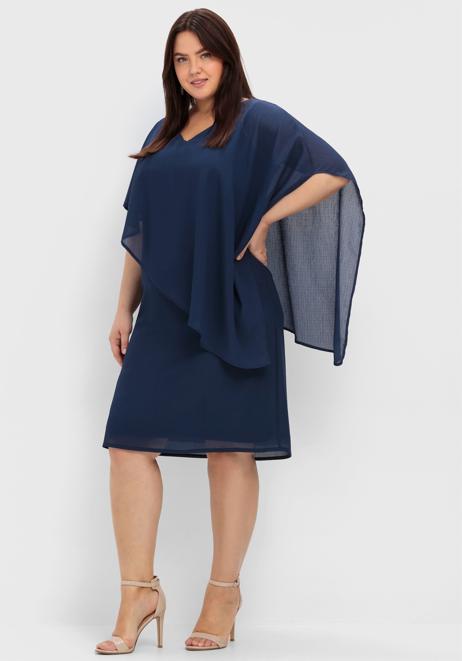 sheego Robe de cocktail en mousseline - marine