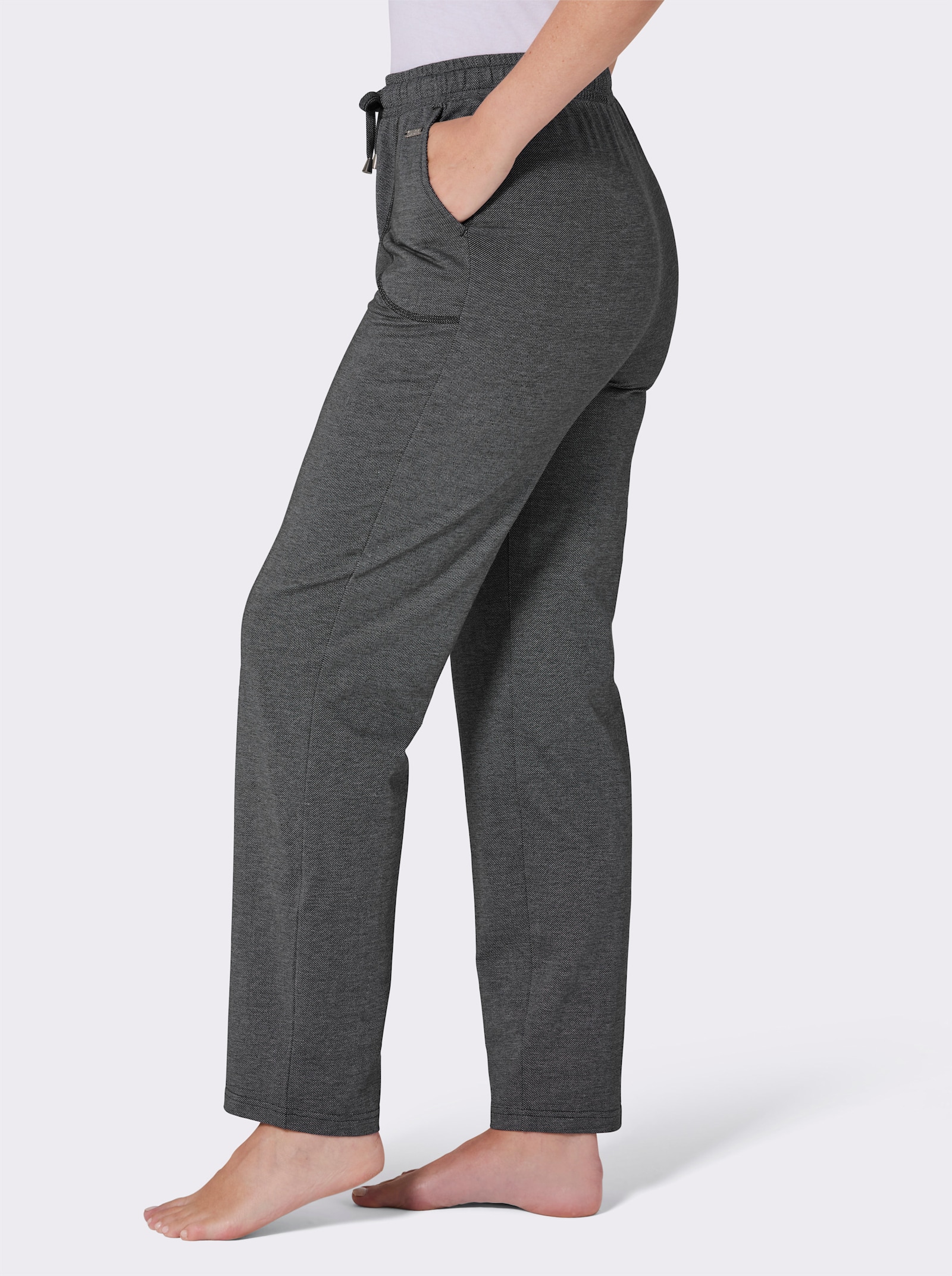feel good Dehnbund-Hose in Jeans-Optik - schwarz-meliert