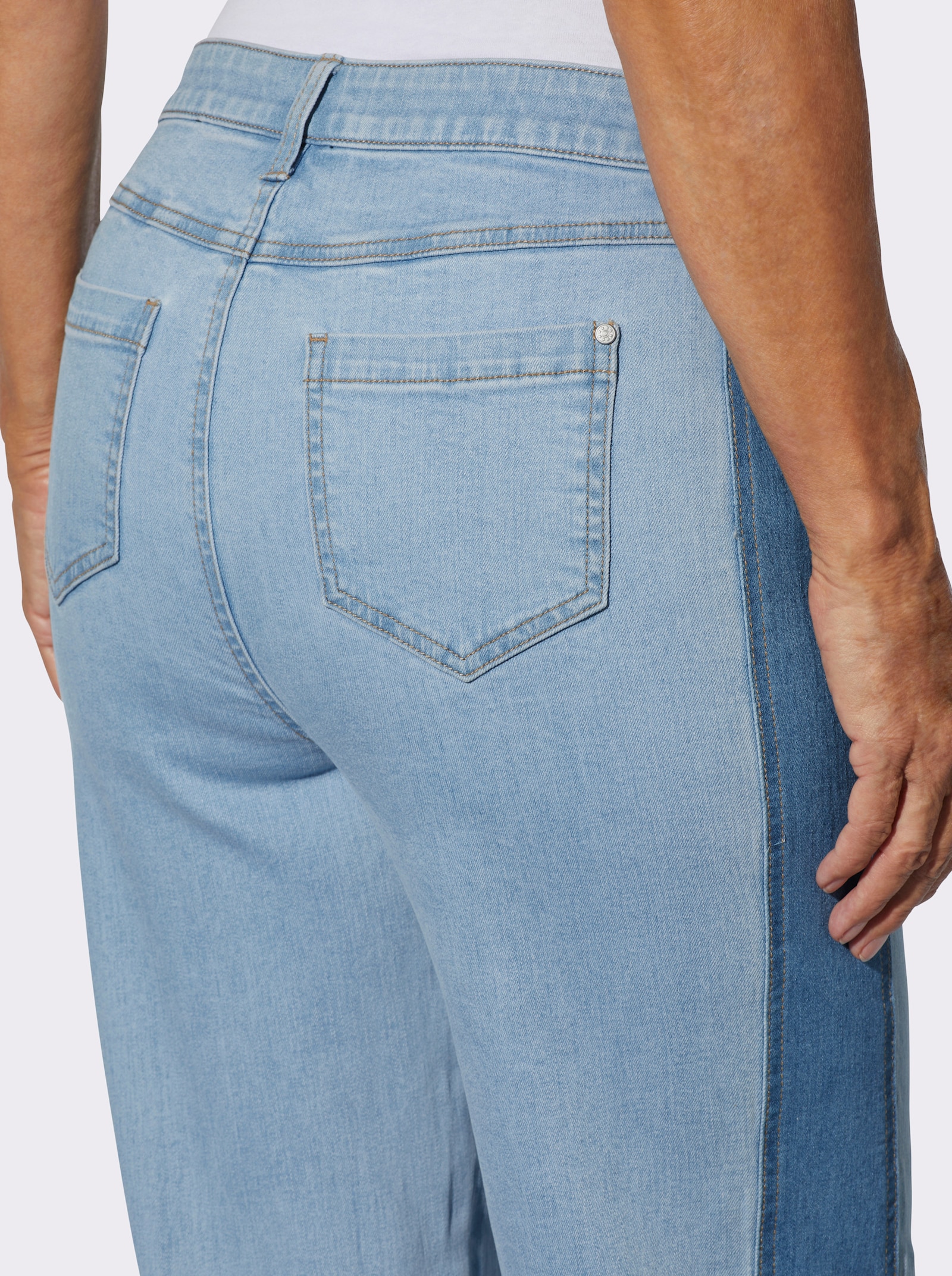 5-Pocket-Jeans mit seitlichen Kontrasten - blue-bleached