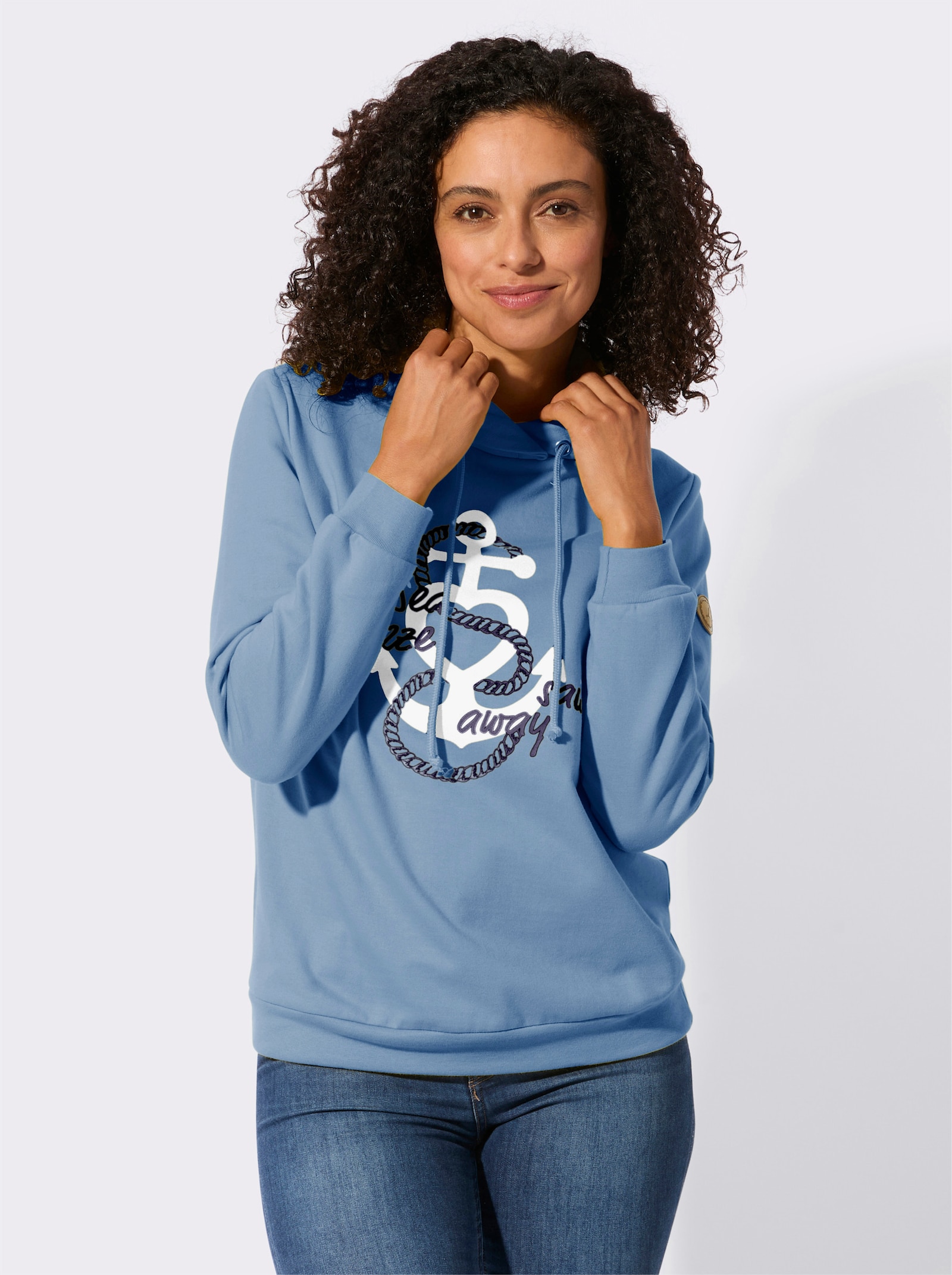 Sweatshirt mit weich angerauter Innenseite - himmelblau